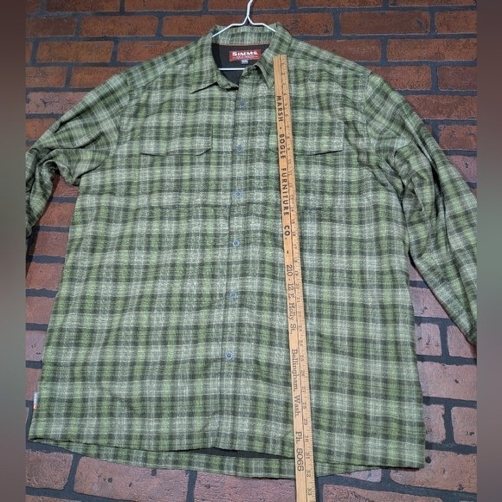 Simms Green Plaid Men's Thermal Insulated Shirt - Picture 7 of 10